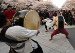 見せます！上野公園の大道芸。太鼓の音に大勢の観客が集まった。2013年