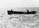 それでも島の人たちは小魚の群れを追って広い海にサバニを走らせる。潮風が男たちの歌声を運んでくる。1974年3月、鳩間島